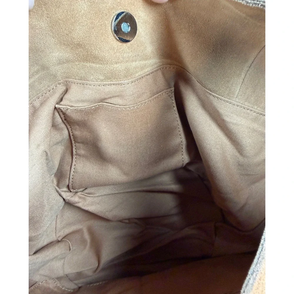 M.I.L.A Emma Bag Tan Brown Suede Leather Hobo Shoulder Bag Womens‎ MILA Handbag
